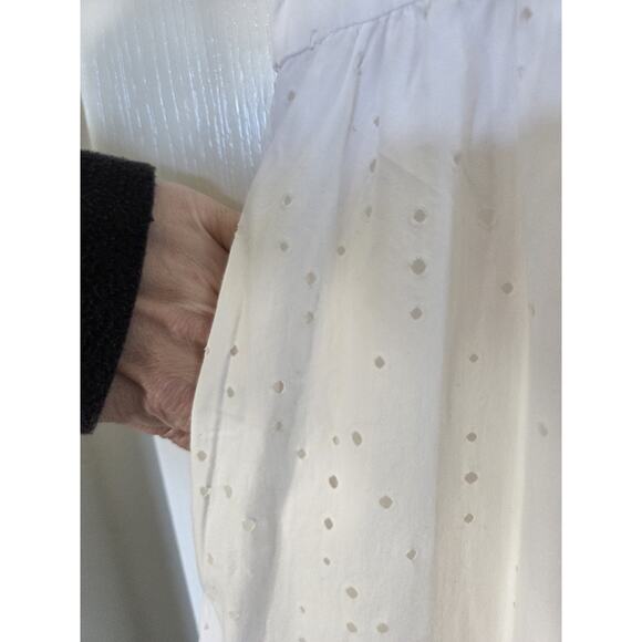 COS Flowy Cotton White Eyelet Beachy Vacation Tiered Midi Dress, Women's 10 - Picture 8 of 16